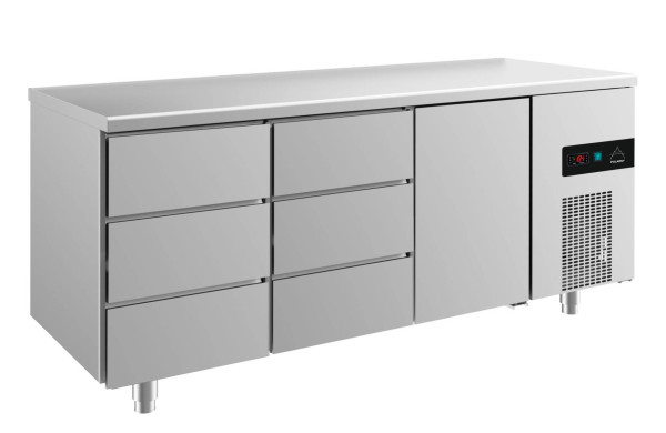 Kühltisch -2 bis +8°C 1865x700x850mm mit 1x Tür und 2x drei Schubladen